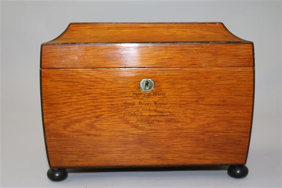 A William IV Mauchlineware penwork and sycamore tea caddy, c.1833,